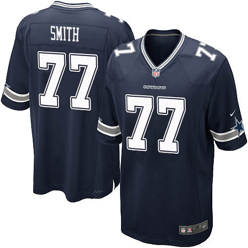 Youth Game Tyron Smith Nike Jersey Navy Blue Home - #77 NFL Dallas Cowboys